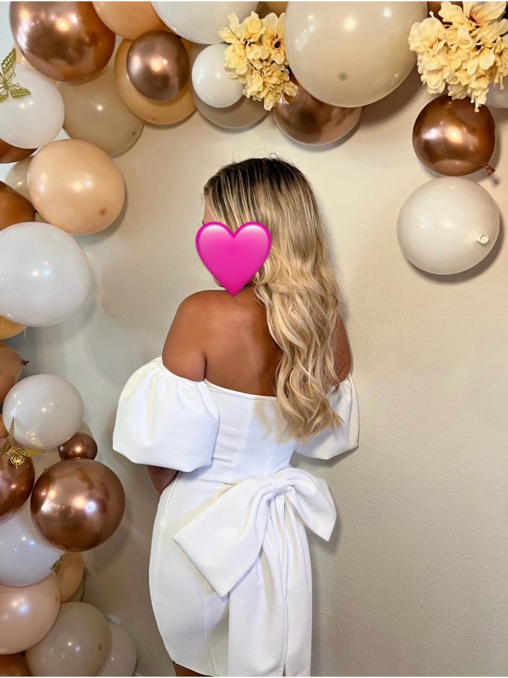 White Puff Sleeve Dress with Statement Back Bow